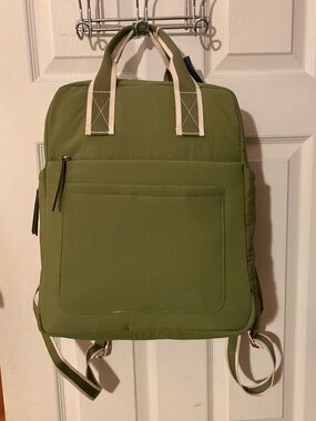 Olive Green Backpack Tote - Versatile Carry for Work & Travel